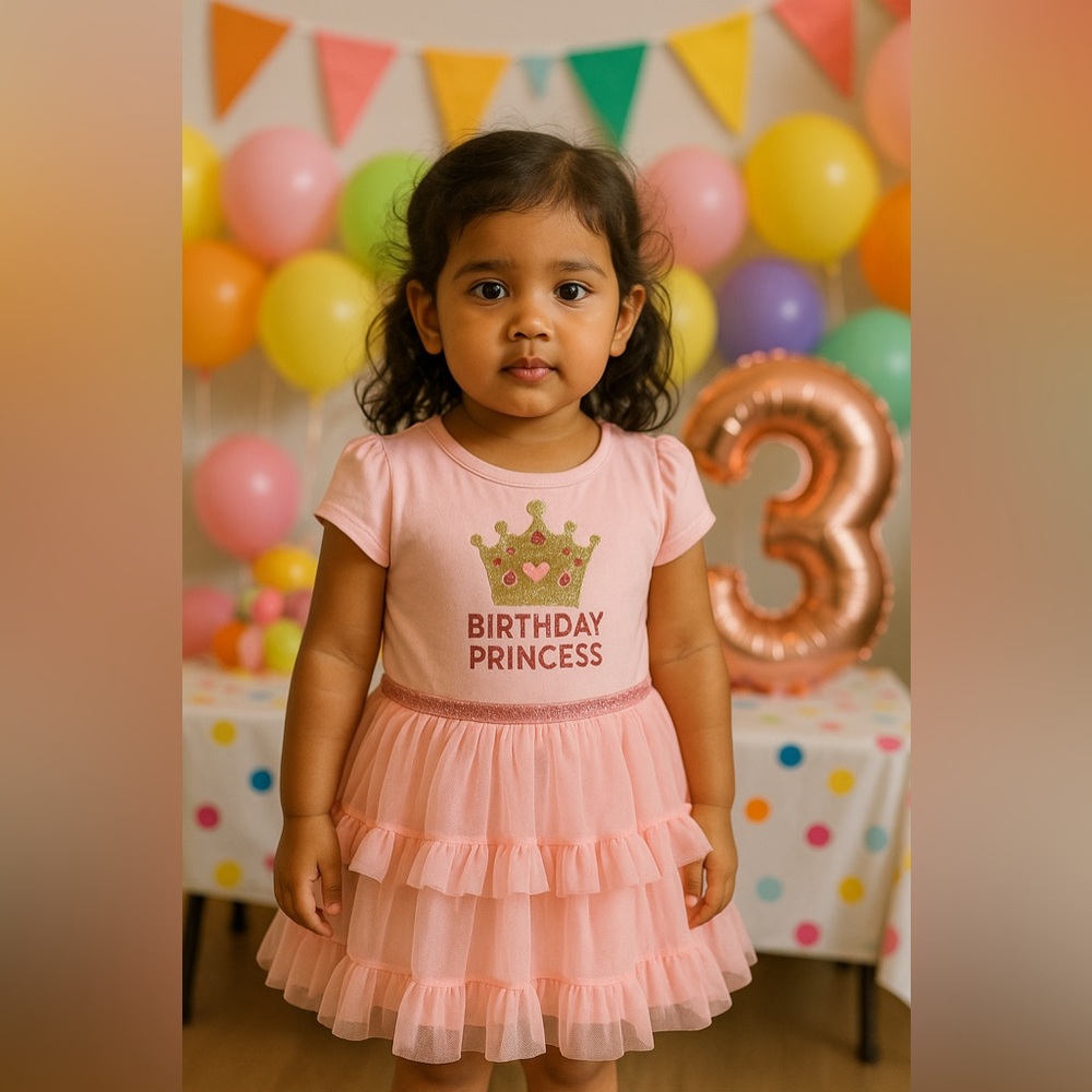🎀 Children’s Place Birthday Girl Dress Pink Short Sleeve Flowy Tulle Size 3T